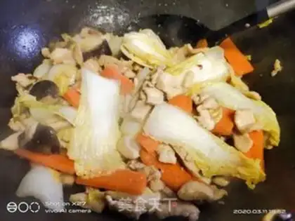 Make Chicken breast fried mushrooms and cabbage step 6
