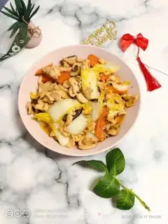 Make Chicken breast fried mushrooms and cabbage step 9