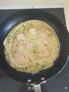 Make Sesame ham pancakes step 5