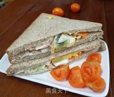 Make Eggs, fruit, whole wheat sandwich step 5