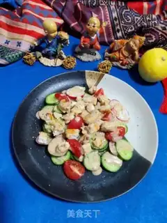 Make Cherry carrots, cucumber pheasant salad step 7