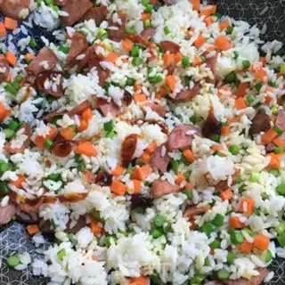 Make Weenie garlic and rice step 6