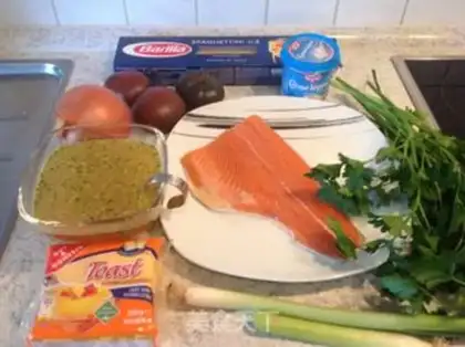 Make Salmon cheese pasta step 0