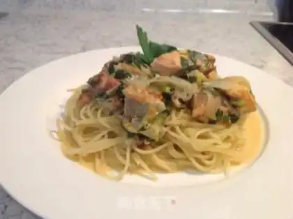 Make Salmon cheese pasta step 10
