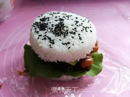 Make Take the chicken leg rice burger step 19