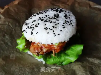Make Take the chicken leg rice burger step 20