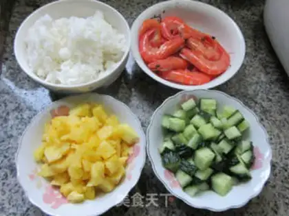 Make Sweet shrimp pineapple fried rice step 0