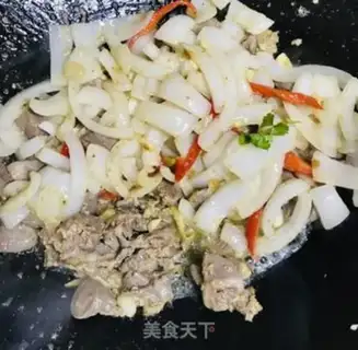 Make Onion fried duck heart step 8