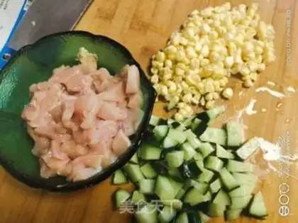 Make Chicken and corn cucumber step 1