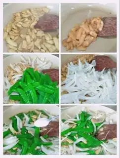 Make White onion chicken fried Dutch beans step 4