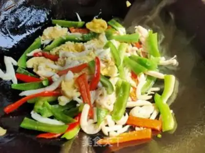 Make Twin pepper eggs and white mushrooms step 8