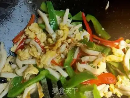 Make Twin pepper eggs and white mushrooms step 9
