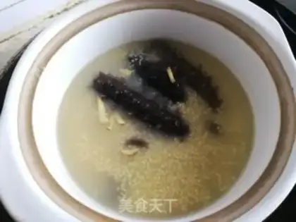 Make Sea cucumber mushroom porridge step 3
