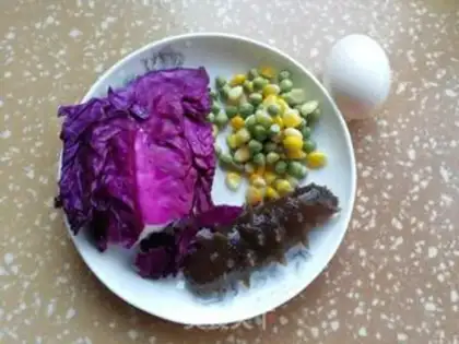 Make Sea cucumber, blue egg, fried rice step 0