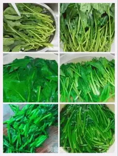 Make Spinach mushroom fried fans step 1
