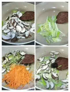 Make Spinach mushroom fried fans step 4