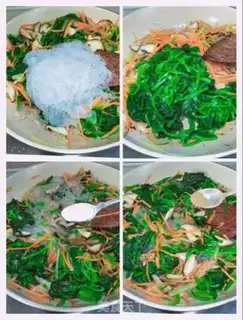 Make Spinach mushroom fried fans step 5