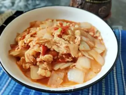Make Tomato onion fried goose eggs step 13