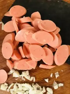 Make Homemade potatoes and ham sausages step 1