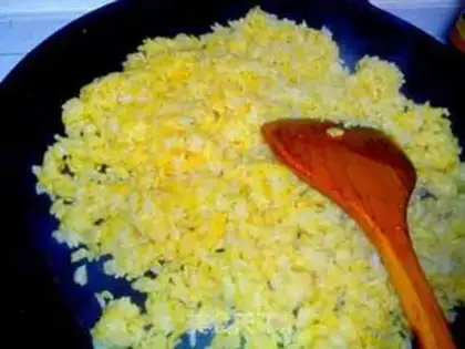 Make Cheese and sausage fried rice step 2