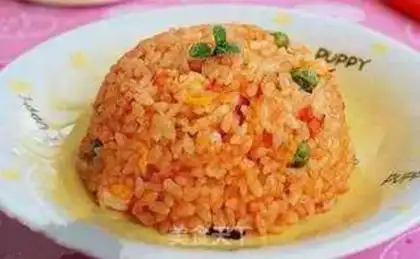 Make Cheese and sausage fried rice step 3