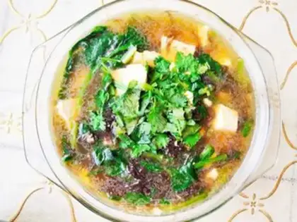 Make Spinach tofu pickle soup step 13