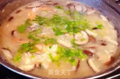 Make Shrimp sushi mushroom congee step 8