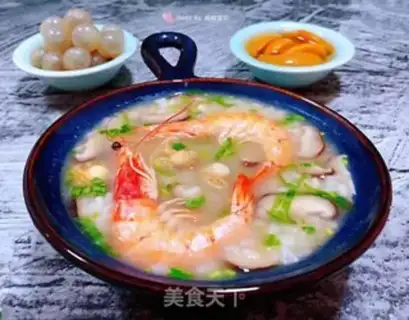 Make Shrimp sushi mushroom congee step 10