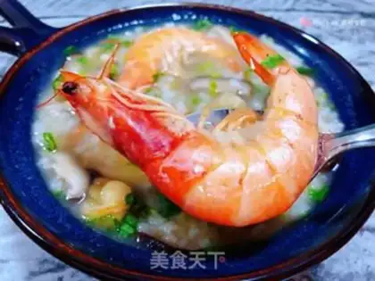 Make Shrimp sushi mushroom congee step 11