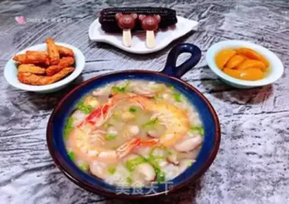 Make Shrimp sushi mushroom congee step 12