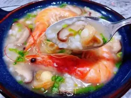 Make Shrimp sushi mushroom congee step 13