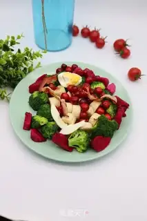 Make Bacon, blue flower fruit salad step 8
