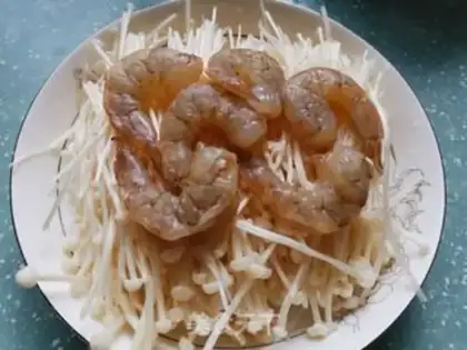 Make Shrimp fans steamed golden needle mushrooms step 5