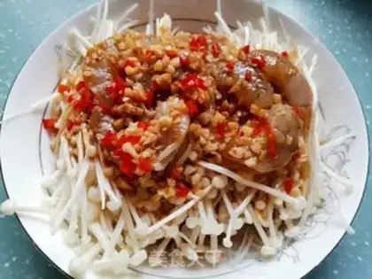 Make Shrimp fans steamed golden needle mushrooms step 8