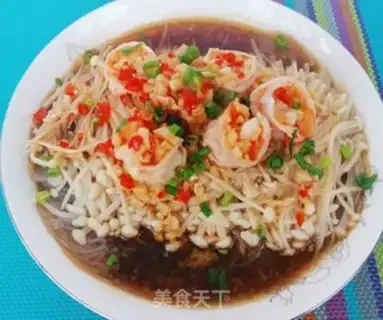 Make Shrimp fans steamed golden needle mushrooms step 10
