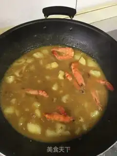Make Curry potatoes, black tiger shrimp step 8