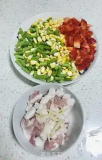 Make Garlic corn fried meat step 1