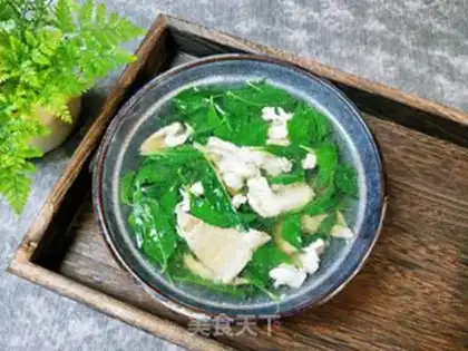 Make Pork liver, scrawny leaves soup step 7