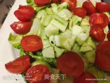 Make Ham intestinal egg and fruit salad step 5