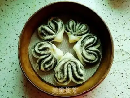 Make Black sesame heart rolls step 13