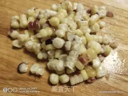 Make Eggs and melon corn salad step 1