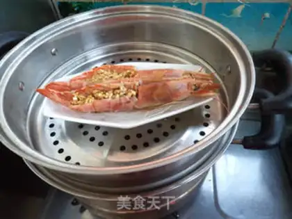 Make Garlic fans steam red shrimp step 10