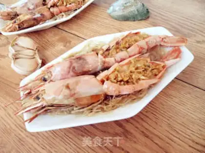 Make Garlic fans steam red shrimp step 11