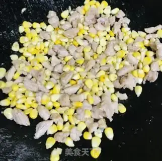 Make Gold pins and mushroom corn fried meat step 6