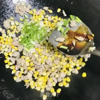 Make Gold pins and mushroom corn fried meat step 7