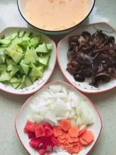 Make Five vegetables of fried eggs step 3