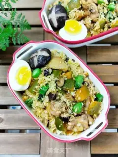 Make Chicken mushroom pumpkin rice step 14