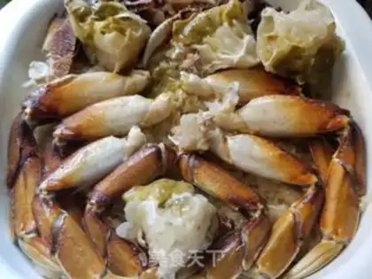 Make Big crabs steam rice step 12