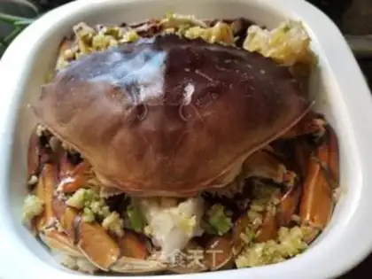 Make Big crabs steam rice step 14