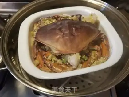 Make Big crabs steam rice step 15